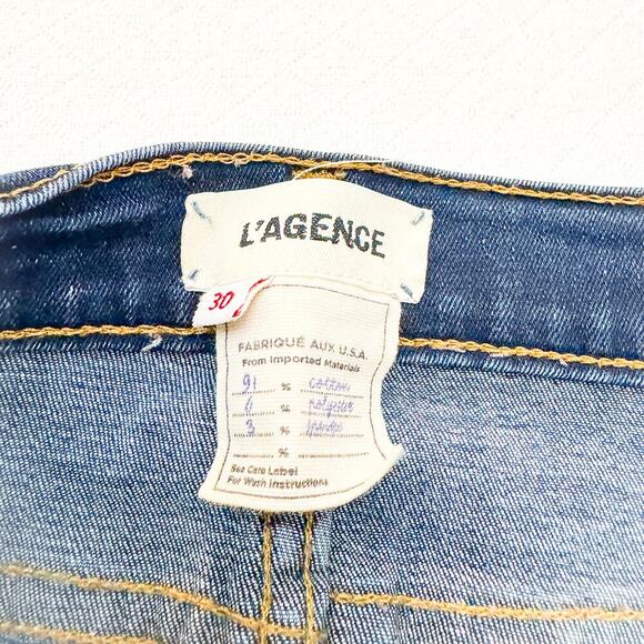 L'Agence Brigitte Skinny Mid Rise Bay Dark Wash Denim Jeans Size 30 - Picture 4 of 8